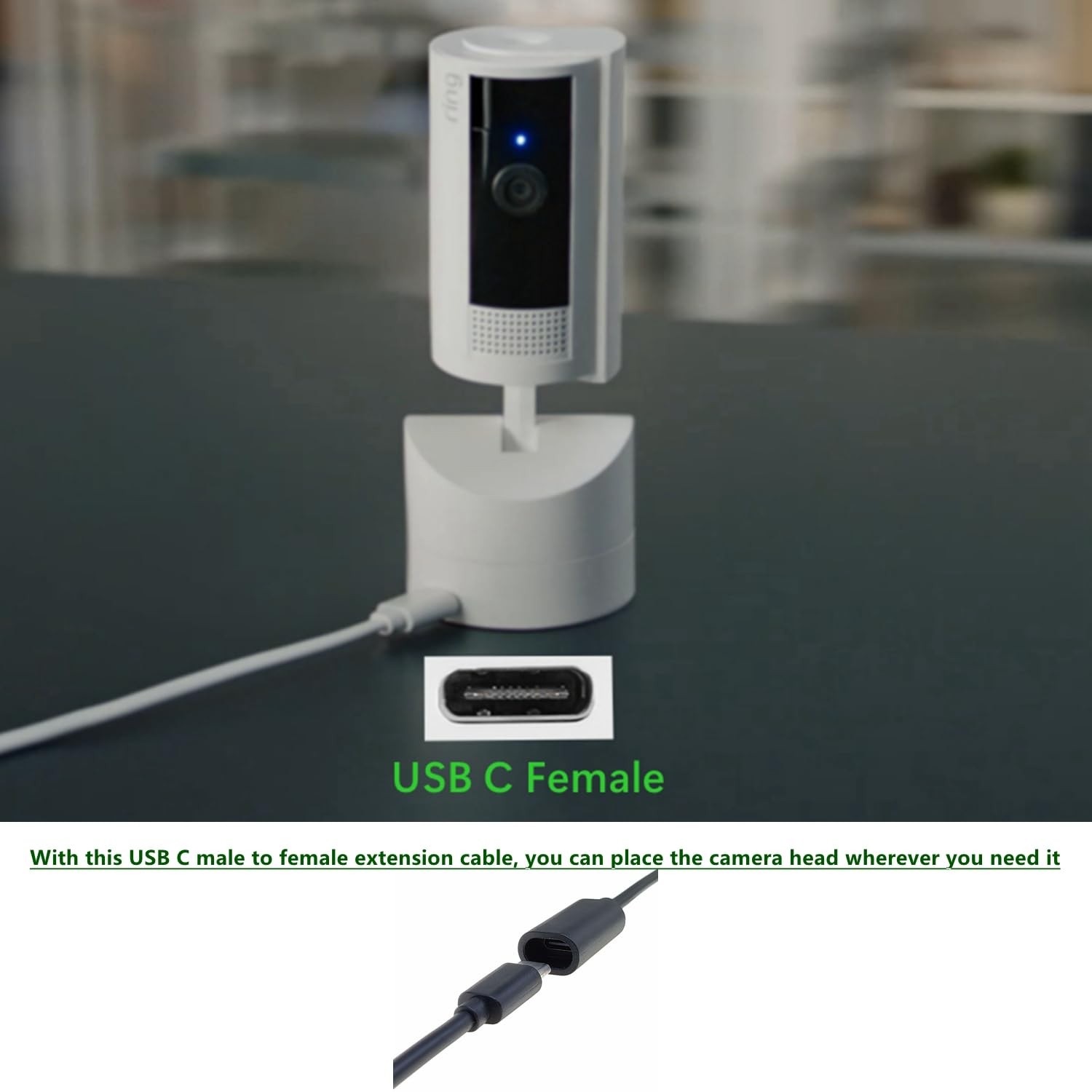10ft Long Type C Extension Cable, USB C Male to Female Extender 10FT, Black