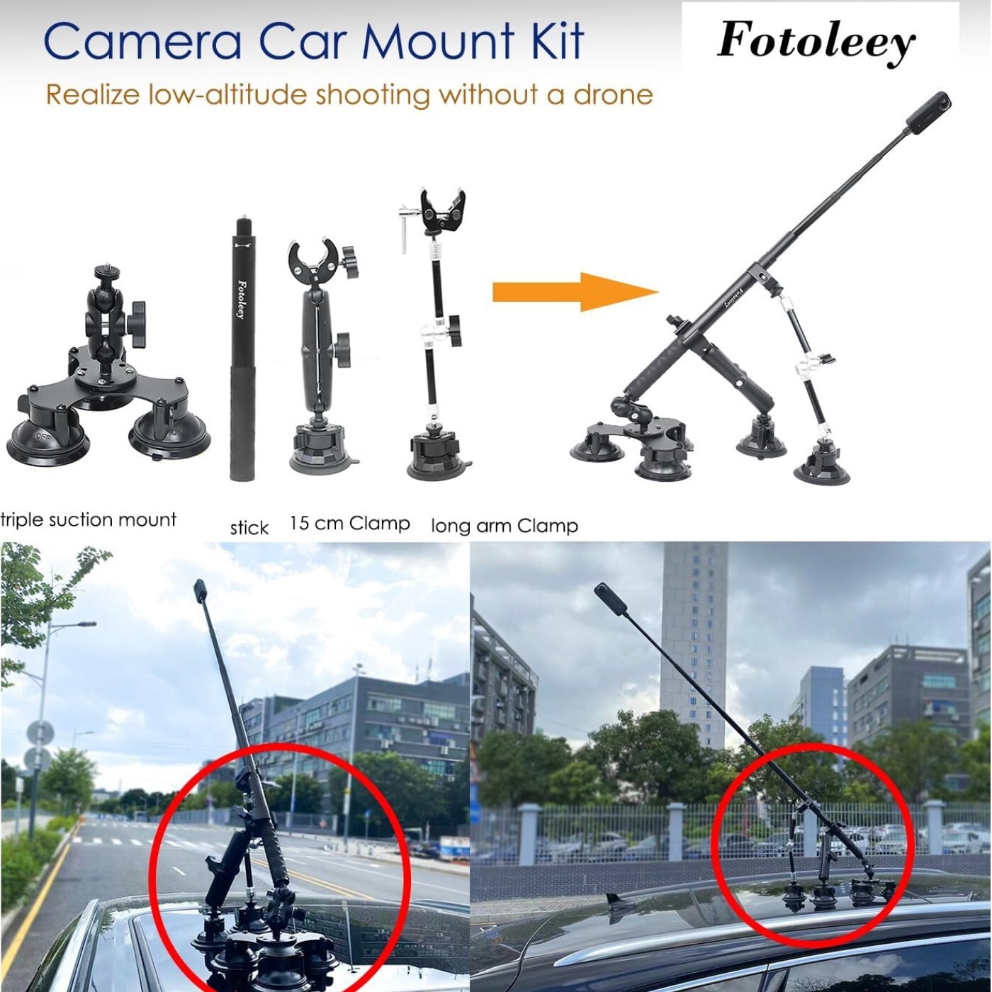 360 Camera Car Mount Kit Suction Cup Insta360 X3 X4 GoPro Max Hero High Speeds
