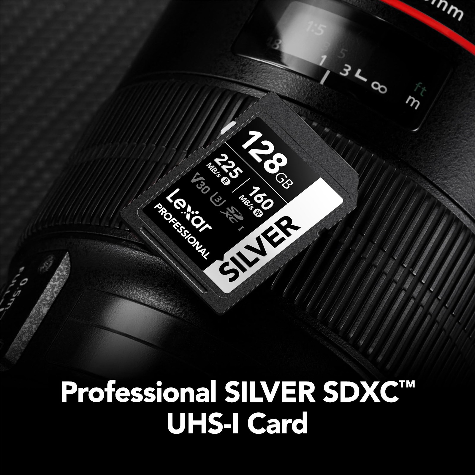 Lexar 128GB Professional Silver SD Card, UHS-I, C10, U3, V30, 128GB,