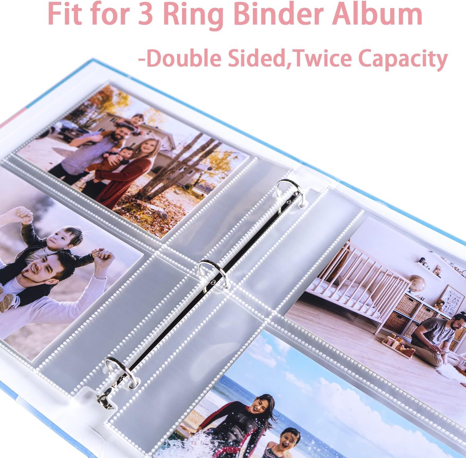 30Pack 5×7″ Photo Album Refill Pages for 3 Ring Binder,Ultra-Clear Photo Sleeves