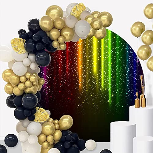 Neon Glow Party Round Backdrop Cover Fabric Let’s Glow 7.2×7.2ft-Diameter
