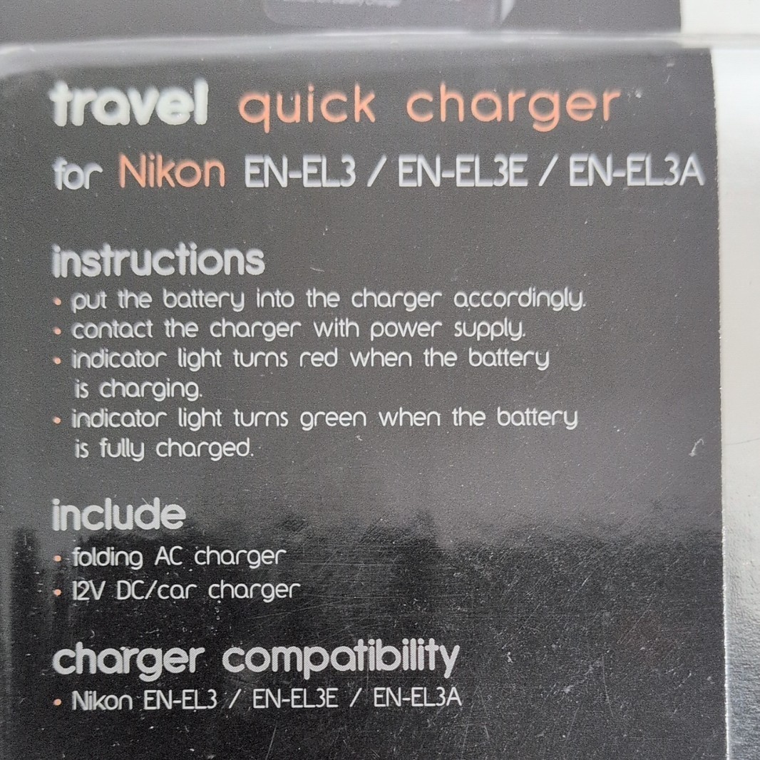 Zeikos Worldwide 100-240V Travel Quick Charger Nikon EN-3L 3LA And 3LE Batteries