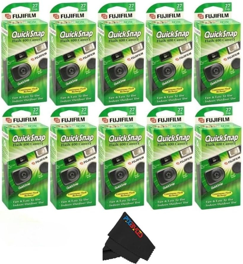 Quicksnap Flash 400 Disposable 35Mm Camera with Pixibytes Microfiber Cleaning Cl
