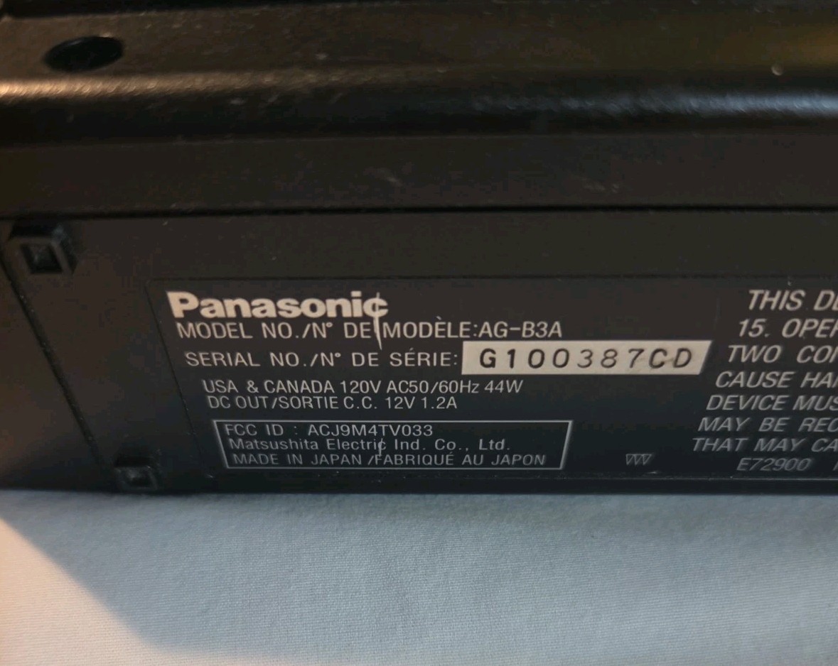 Panasonic AC Adapter AG-B3, AG-B3A Video Camera Power Supply Charger OEM
