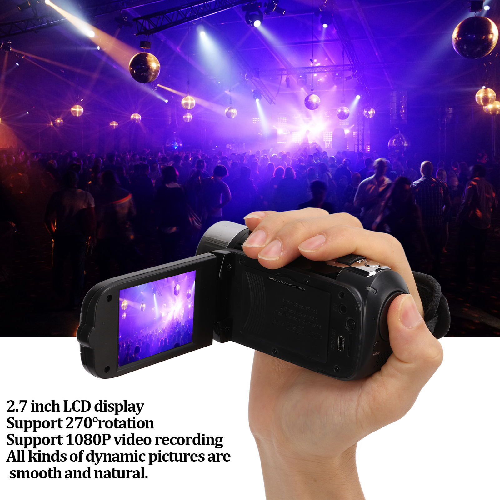 Handheld Video Camcorder 16X Zoom 4K Video Camera Recorder For Outdoor Adventure