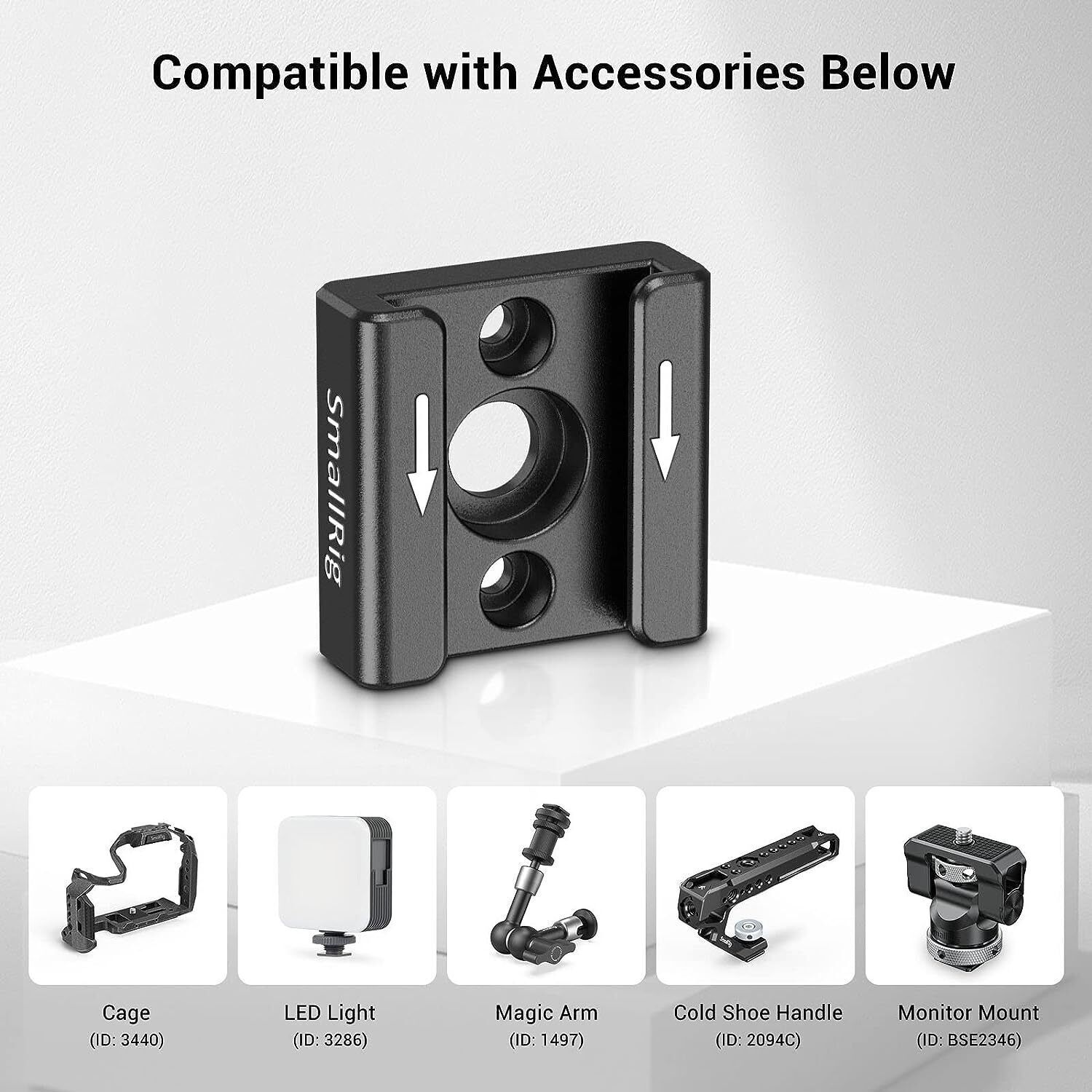 SmallRig 2pcs Cold Shoe Mount Adapter Bracket with 1/4″ Thread Hole for Cameras