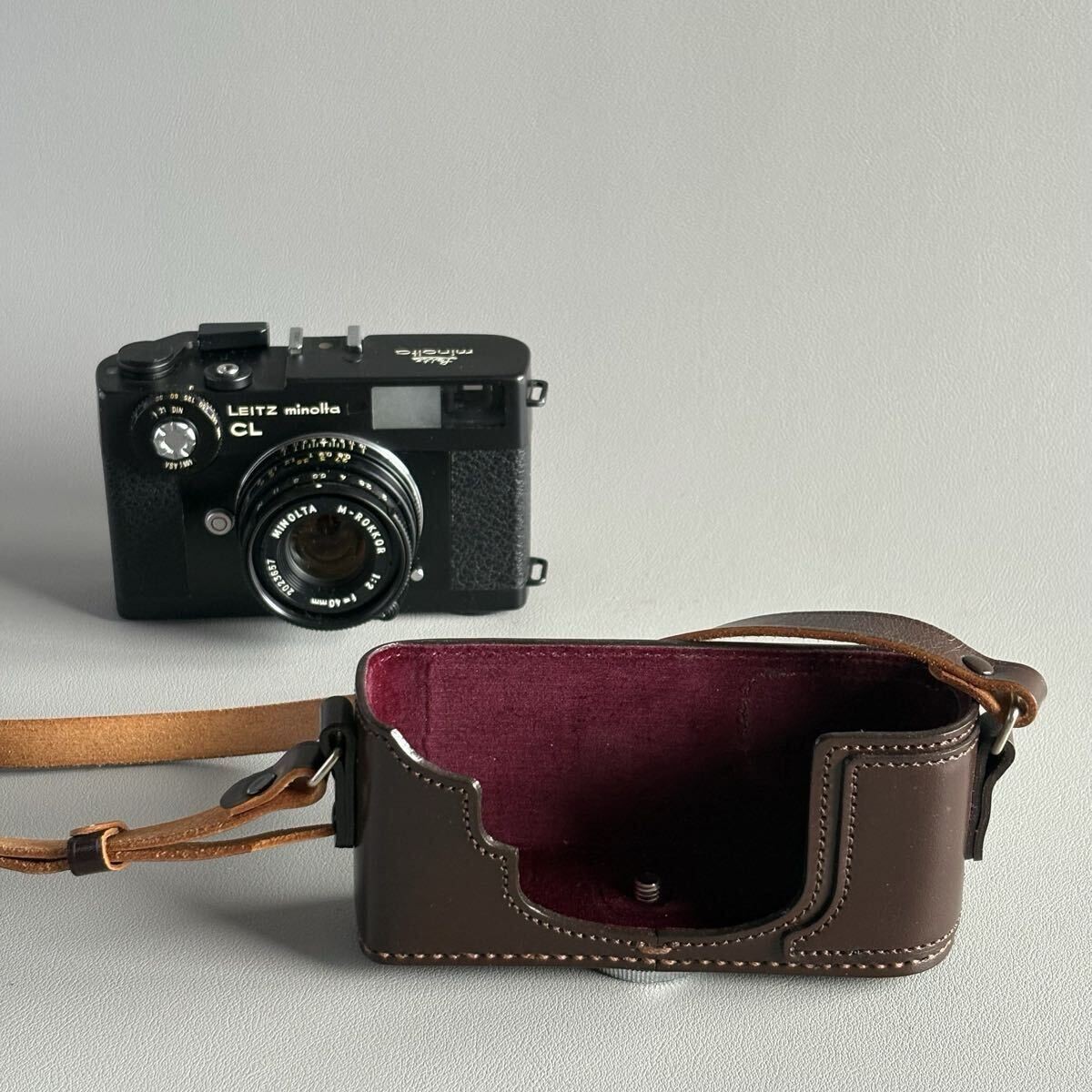 Rare item, LEITZ minolta CL, Leica CL, genuine leather camera bottom case,