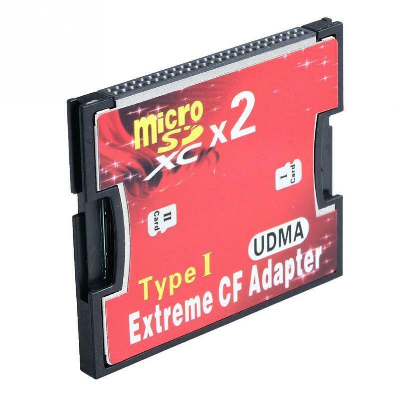 Dual 2 port Micro SD SDHC to Compact Flash CF 1 Type I Card Adapter Converter
