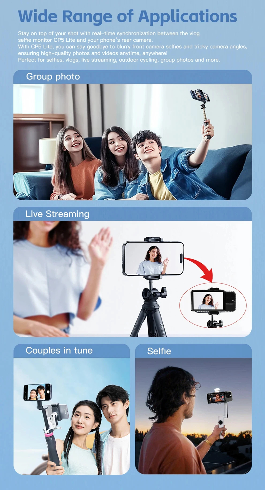 SHIMBOL CP5 Lite Wireless Magnet Phone Monitor Screen Vlog Selfie Rear Mirror AU