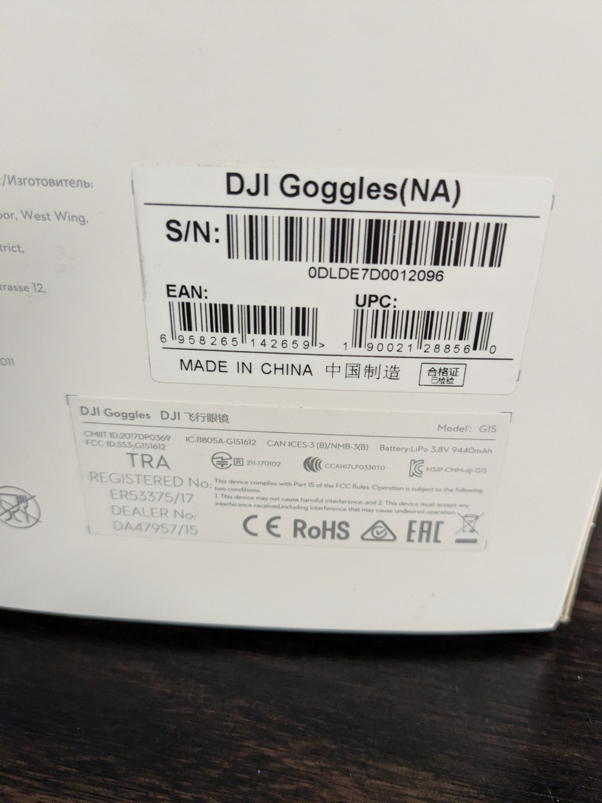 USED DJI Goggles FPV Drone Headset White G1S