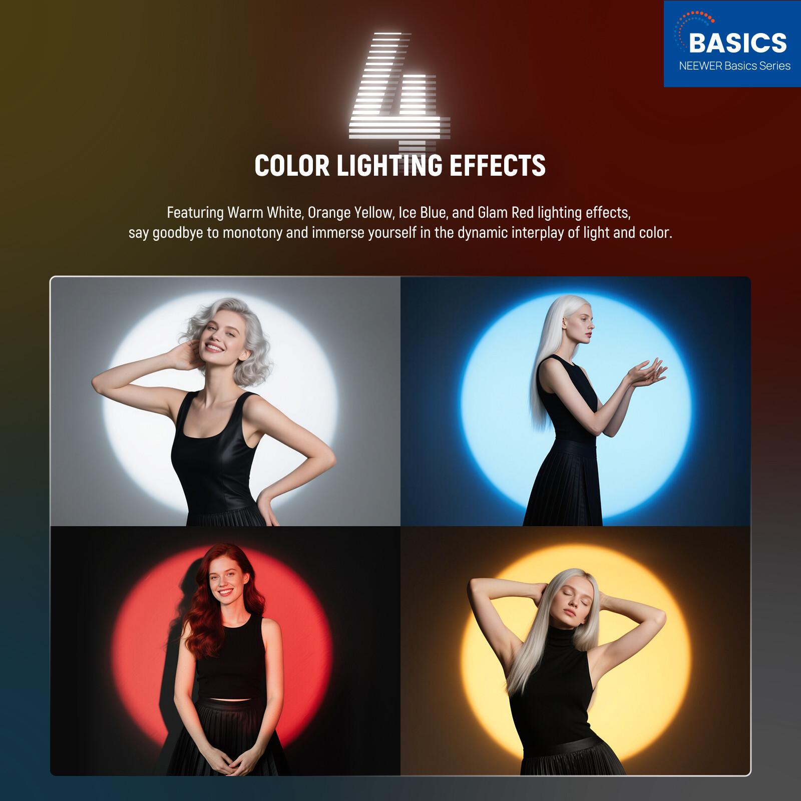 NEEWER RGB Flashlight, 4 Colors/20 Gobos, 10W 7500mAh, for Video/Studio, FL10D