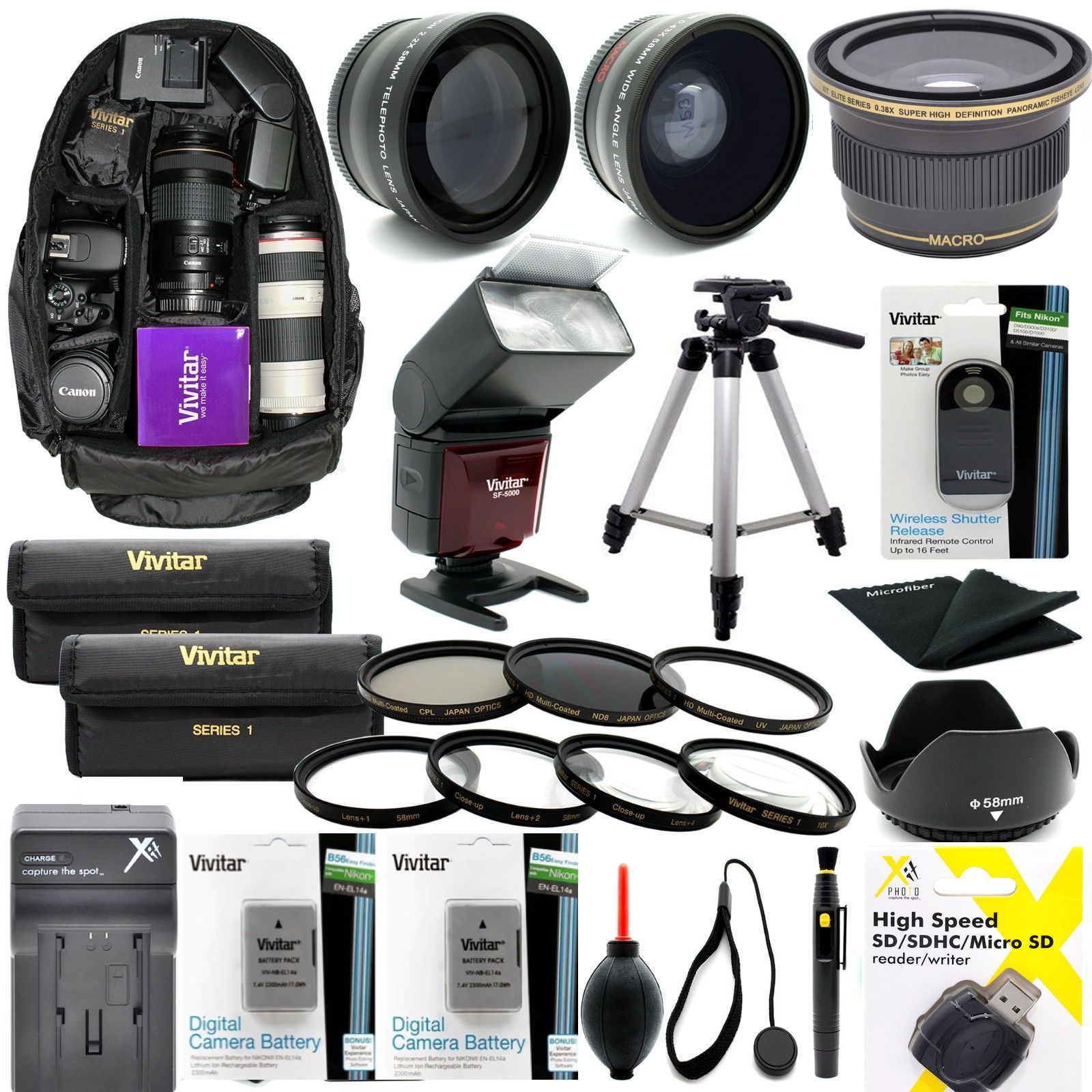 Nikon D3500 GIANT DSLR CAMERA FULL 55MM HD ACCESSORY KIT LENSES FLASH BACKPACK