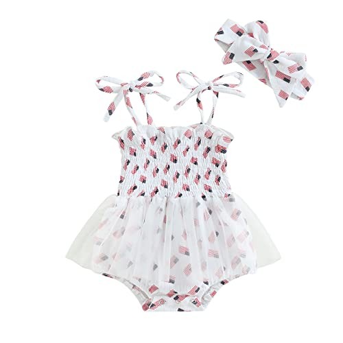 4th of July Newborn Baby Girl Outfit Amerian Flag 3-6 Months Flag Romper Dress