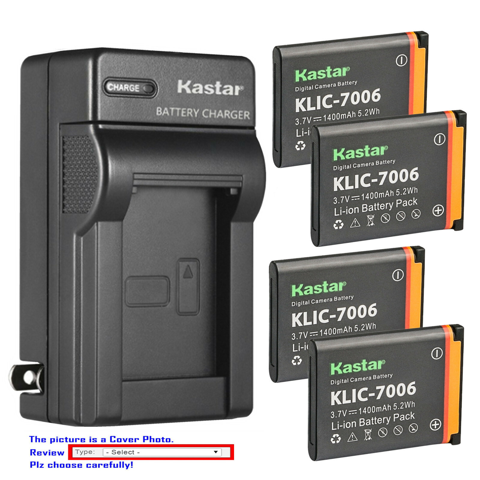 Kastar Battery AC Wall Charger for Kodak KLIC-7006 LB-012 Battery K7006 Charger