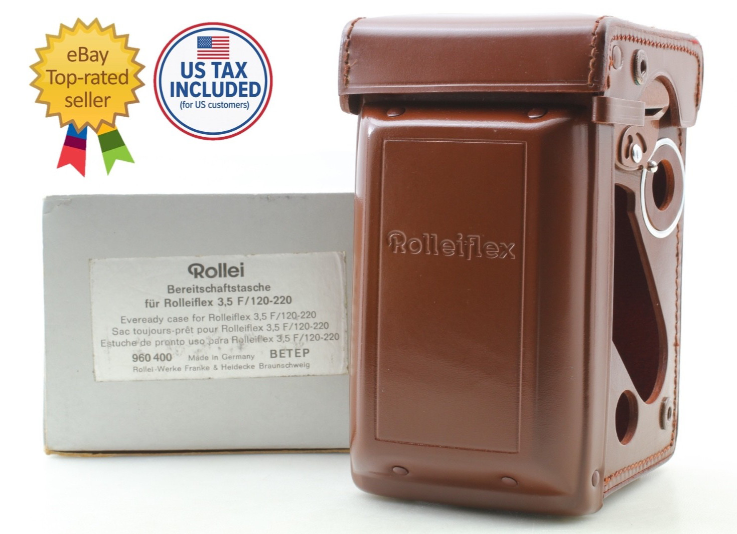 Rare!【 Unused in BOX 】 Rolleiflex Genuine Leather Case for 3.5F TLR From JAPAN