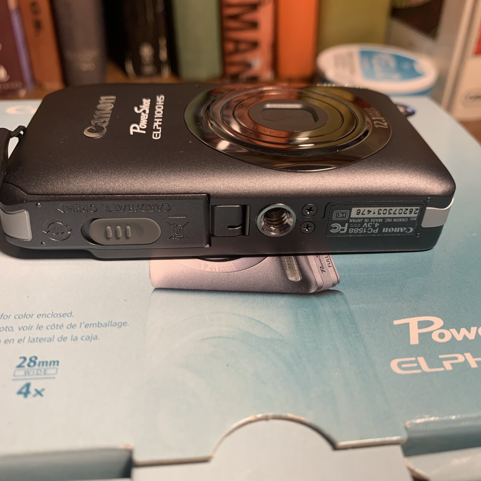 Canon PowerShot ELPH 100HS 12.1 MP 4x Zoom Gray PC1588, Comes W/ 2 Batteries