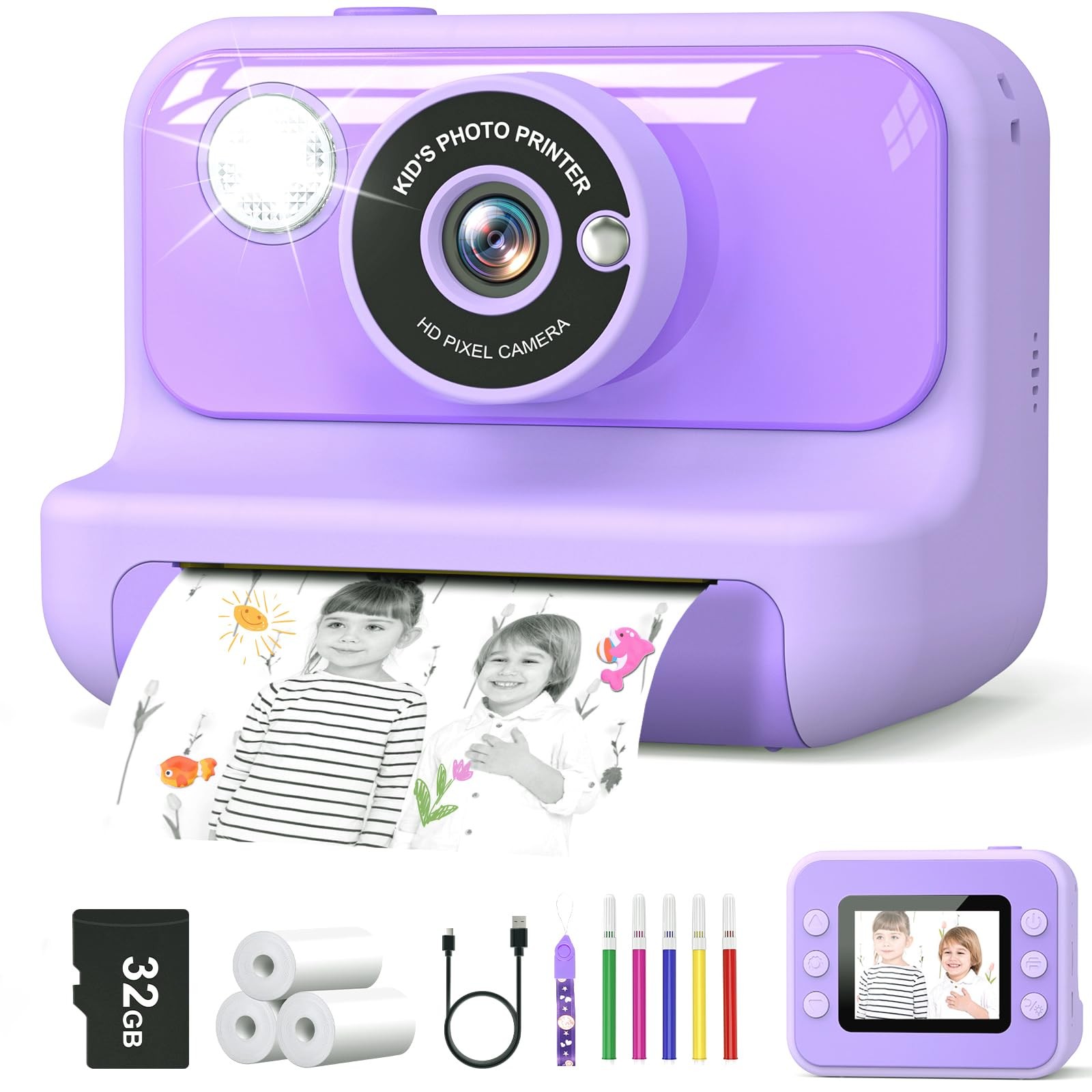 Cámara infantil con impresión instantánea, regalos de Navidad para niñas y niños