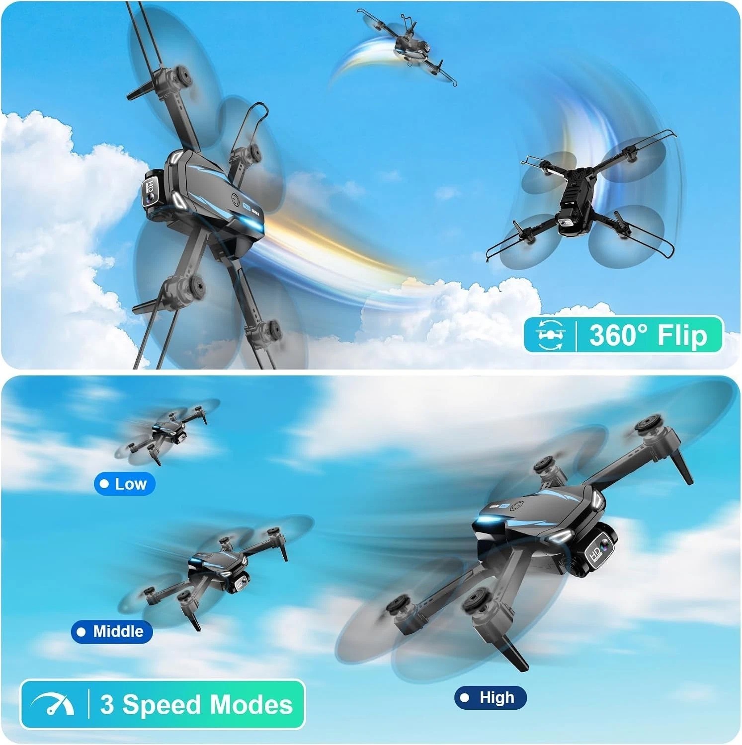 Drone with 1080P Camera, Foldable Remote Control Quadcopter for Adults Beginn…