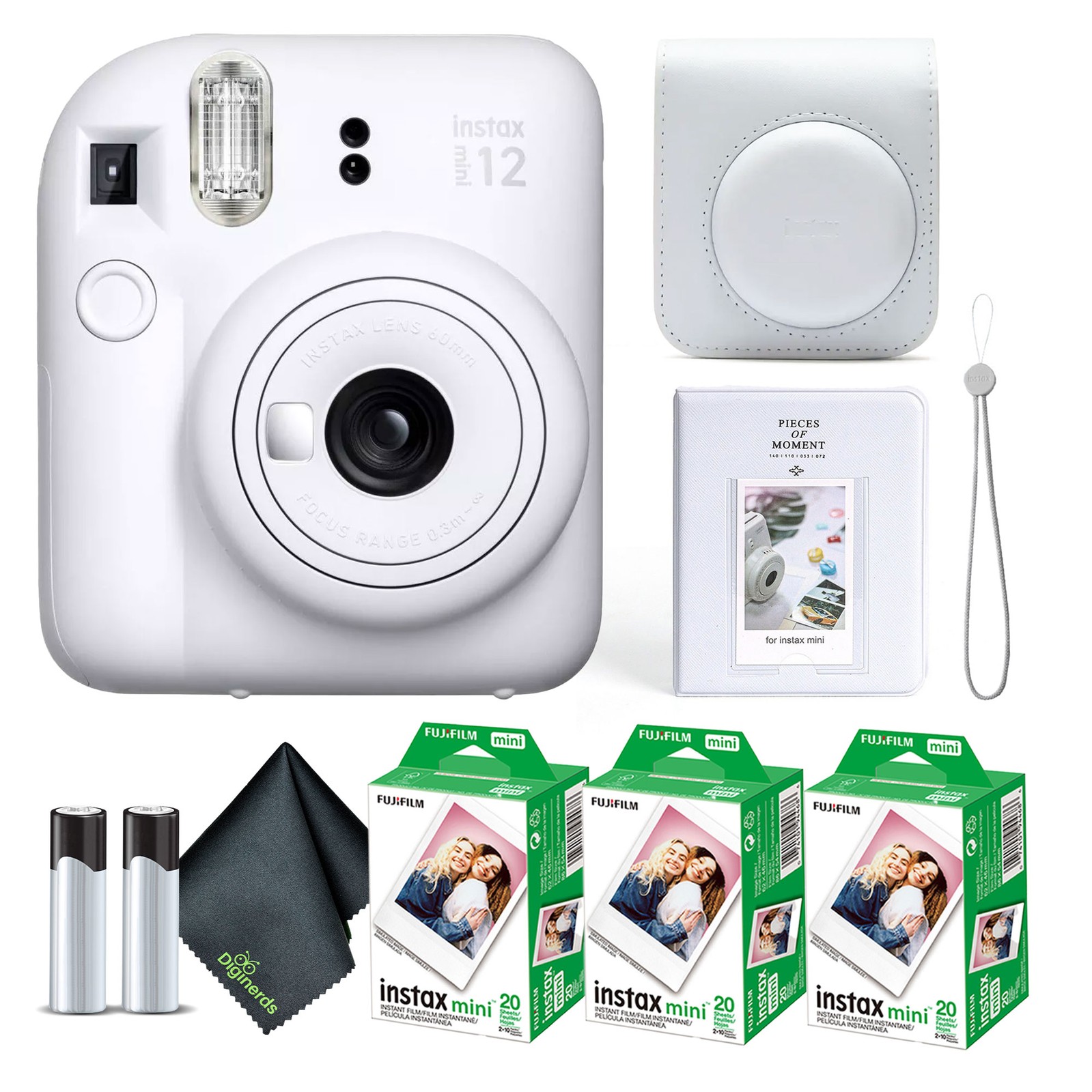 Fujifilm INSTAX MINI 12 Instant Film Camera with Instant Film – Clay White