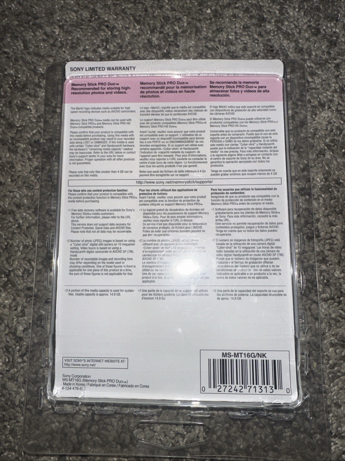 Sony 16GB Mark2 Memory Stick PRO Duo Brand New PSP Cameras Cyber Shot