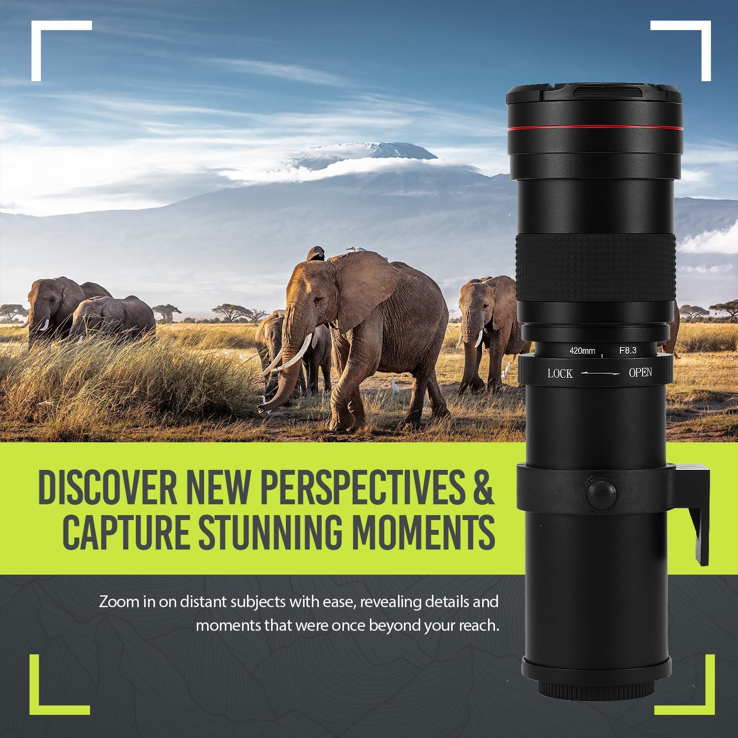 High-Power 420-1600Mm F/8.3 HD Manual Telephoto Lens for Nikon D500, D600, D610,