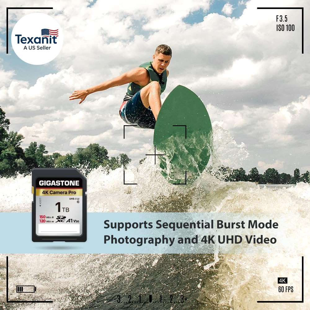 【5-Years Data Recovery】 1TB SDXC Memory Card 4K Pro Series Camera Transfer Spee