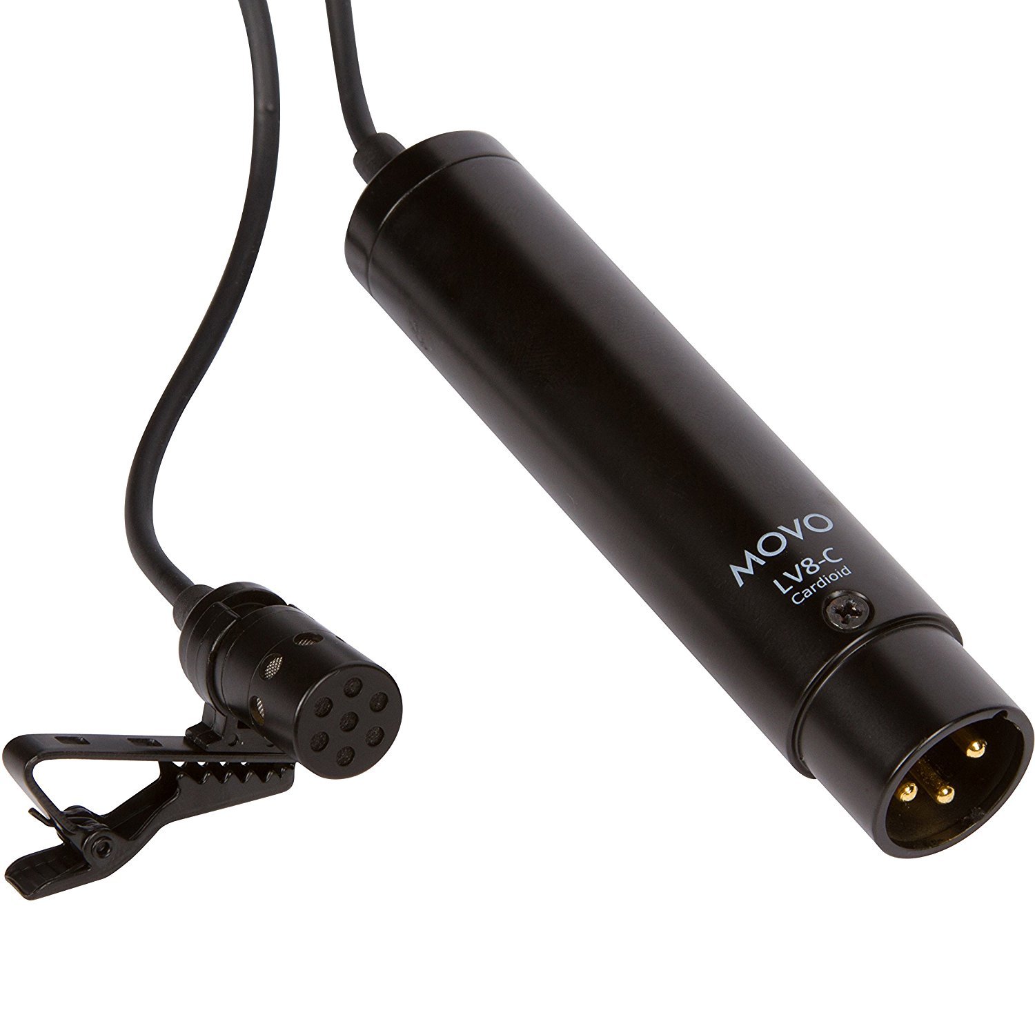 Movo LV8-C XLR Lavalier Lapel Cardioid Microphone w. Phantom Power & Windscreen