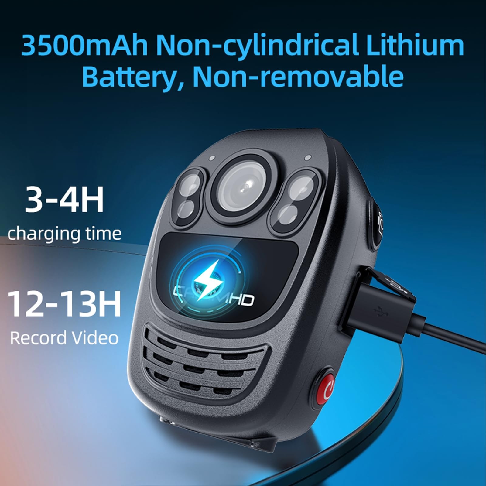 YX1-128G 2K/1440P Body Camera Support Video Audio Image, 3500mAh Battery Work…