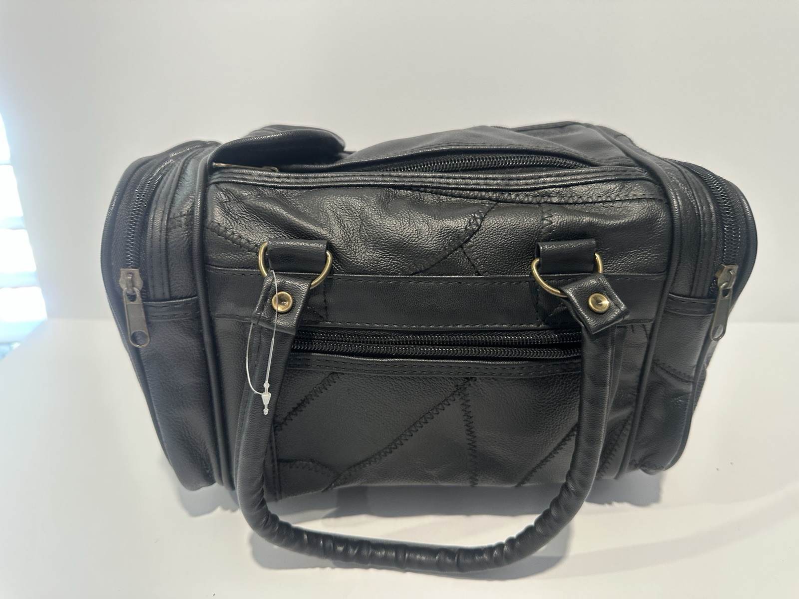 Black Synthetic Leather Camera Carry Shoulder Bag with Accessory Compartments