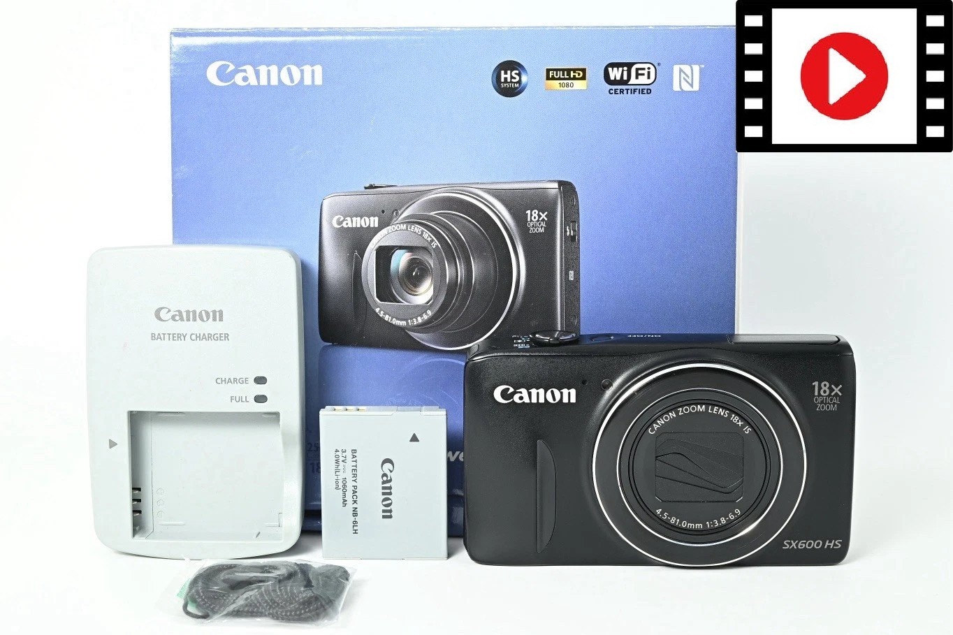 [Near Mint] Canon PowerShot SX600 HS Black 20.2MP 18x Digital Camera from Japan