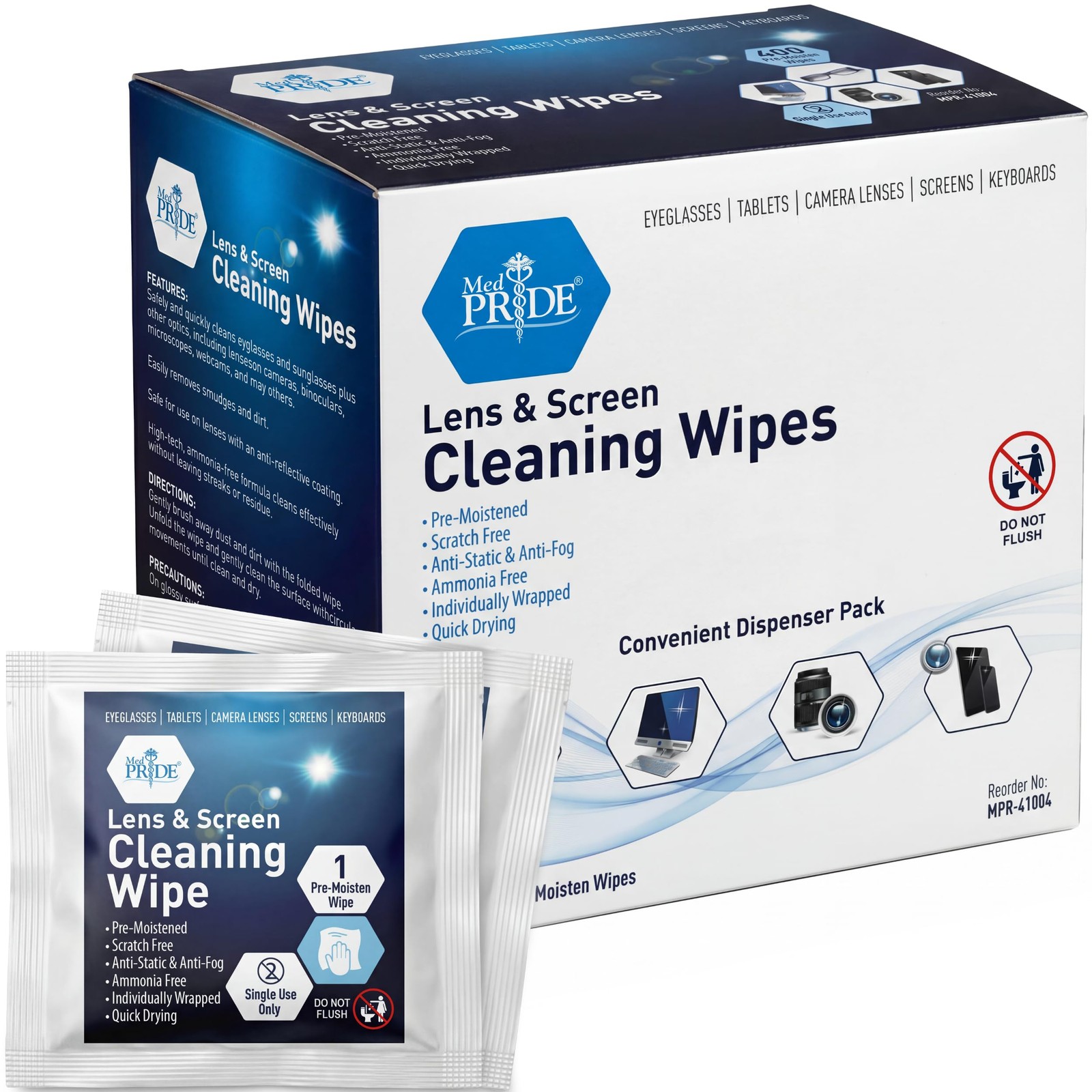 Lens and Screen Cleaning Wipes for Eyeglasses, Touch Screens, Cameras 100 Pack