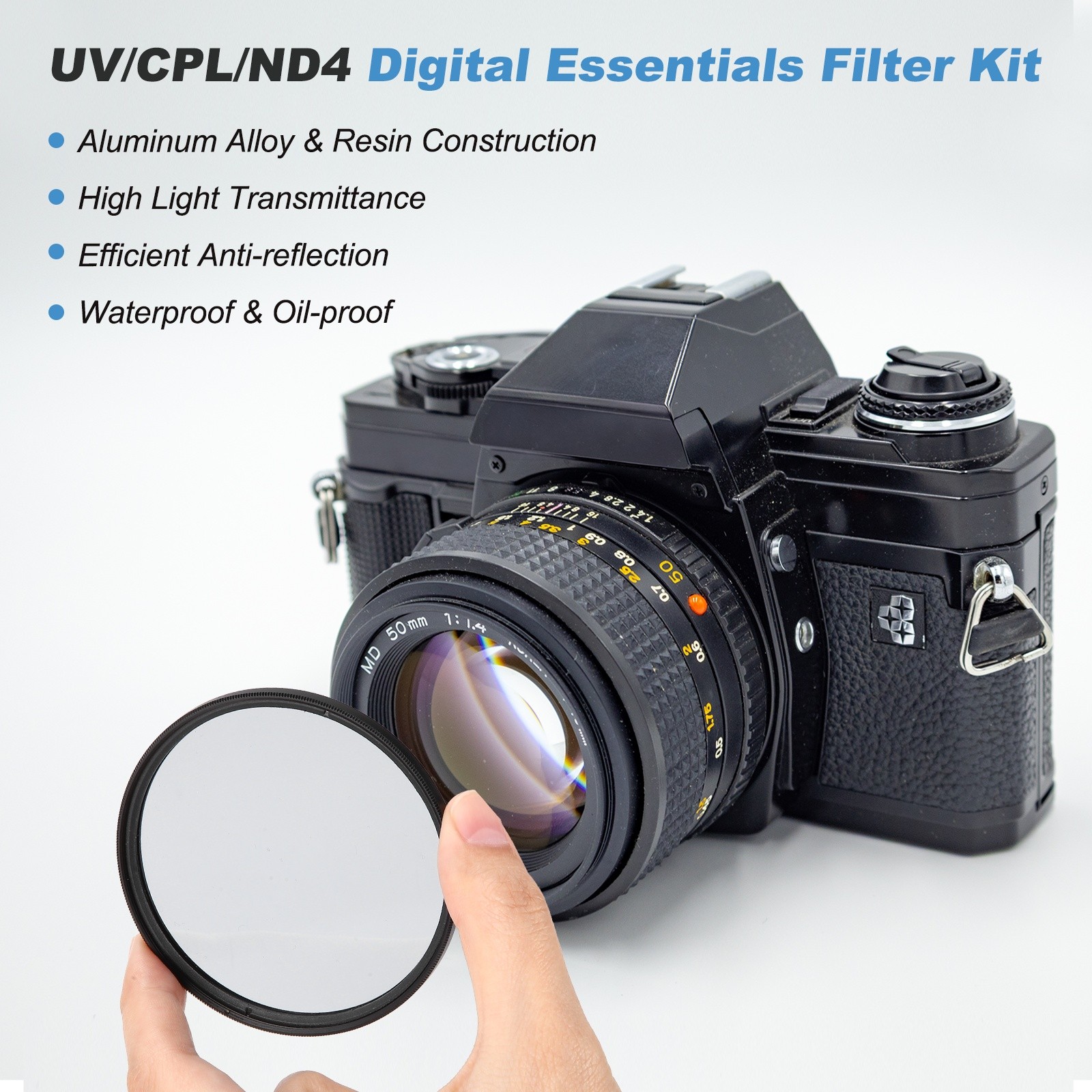 52mm ND2/ND4/ND8 Digital Essentials Filter Kit Circular Camera Filters, Black
