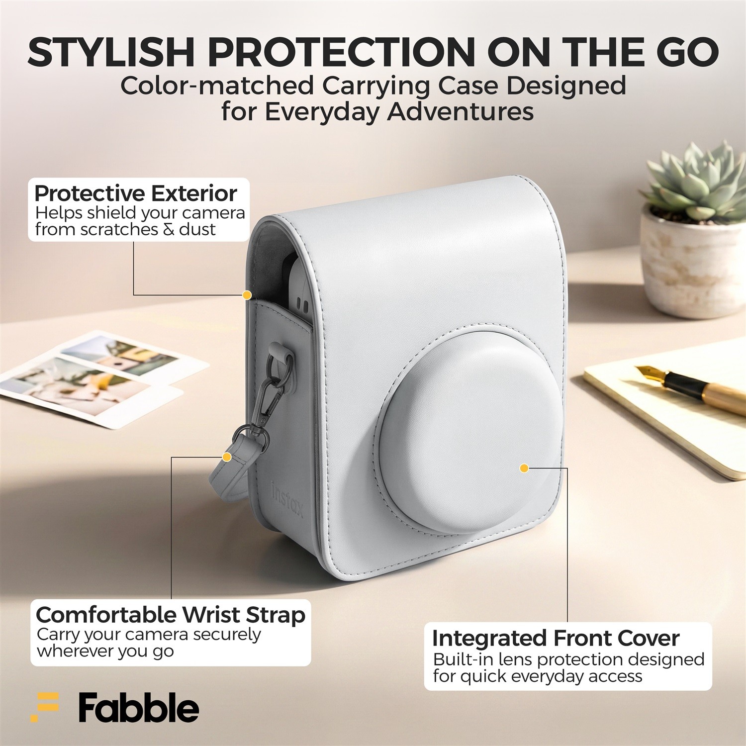 Fujifilm Instax Mini 13 Clay White Camera Bundle with a matching Case & Accs.