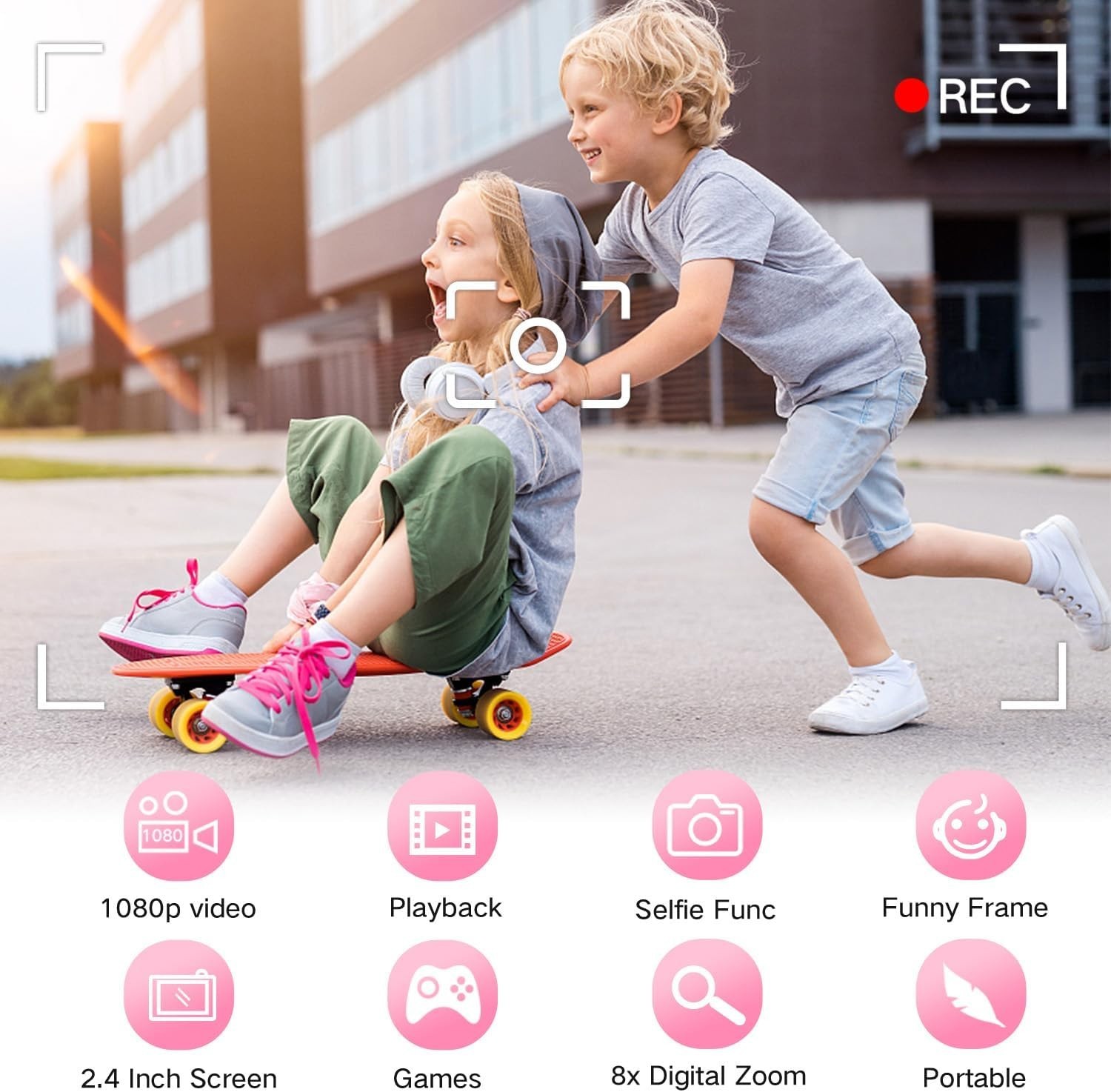 Kids Camera Digital Video Toy 3-8 Years HD w/ 64GB SD Card Gift
