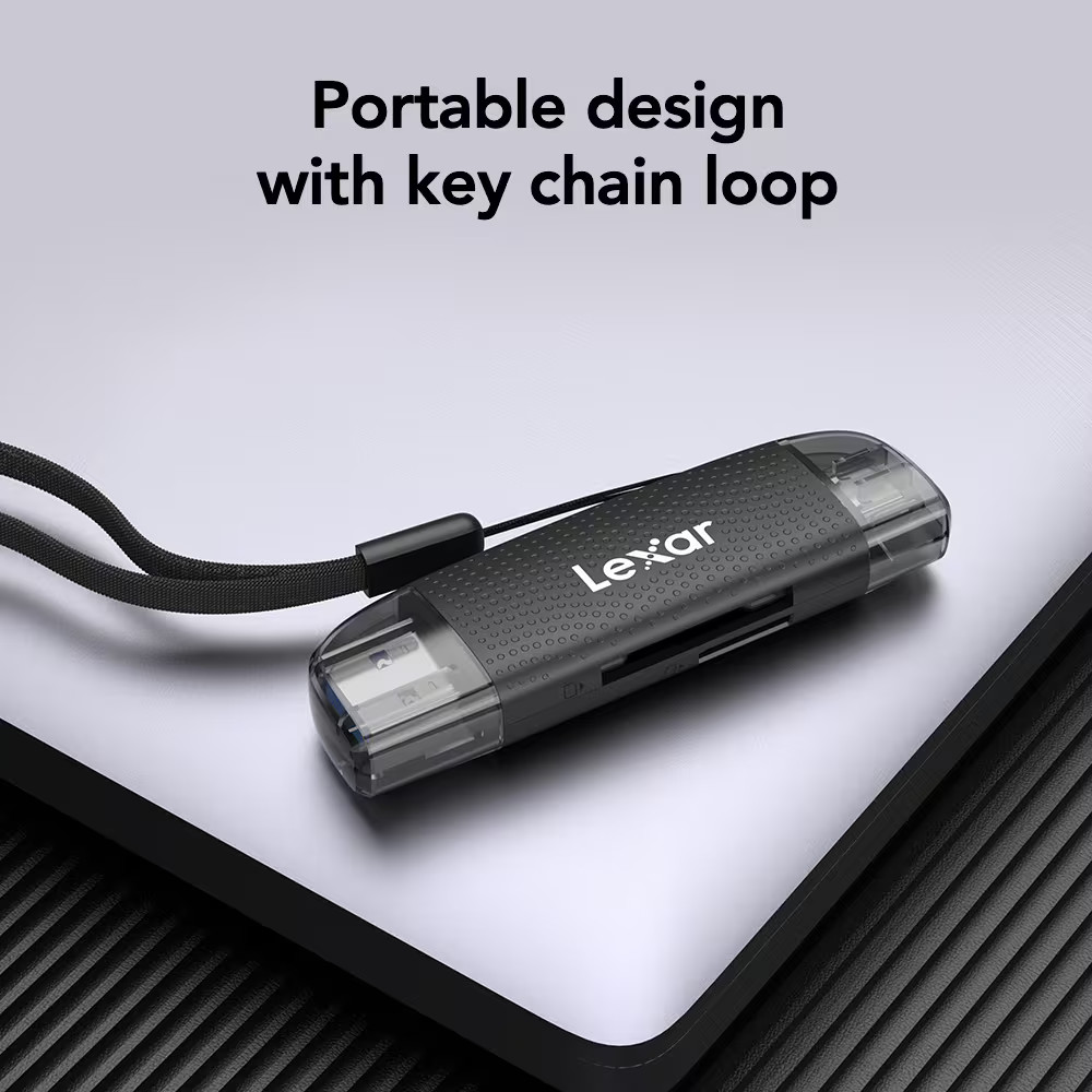Lexar – Dual-Slot USB-A/C Reader – Black