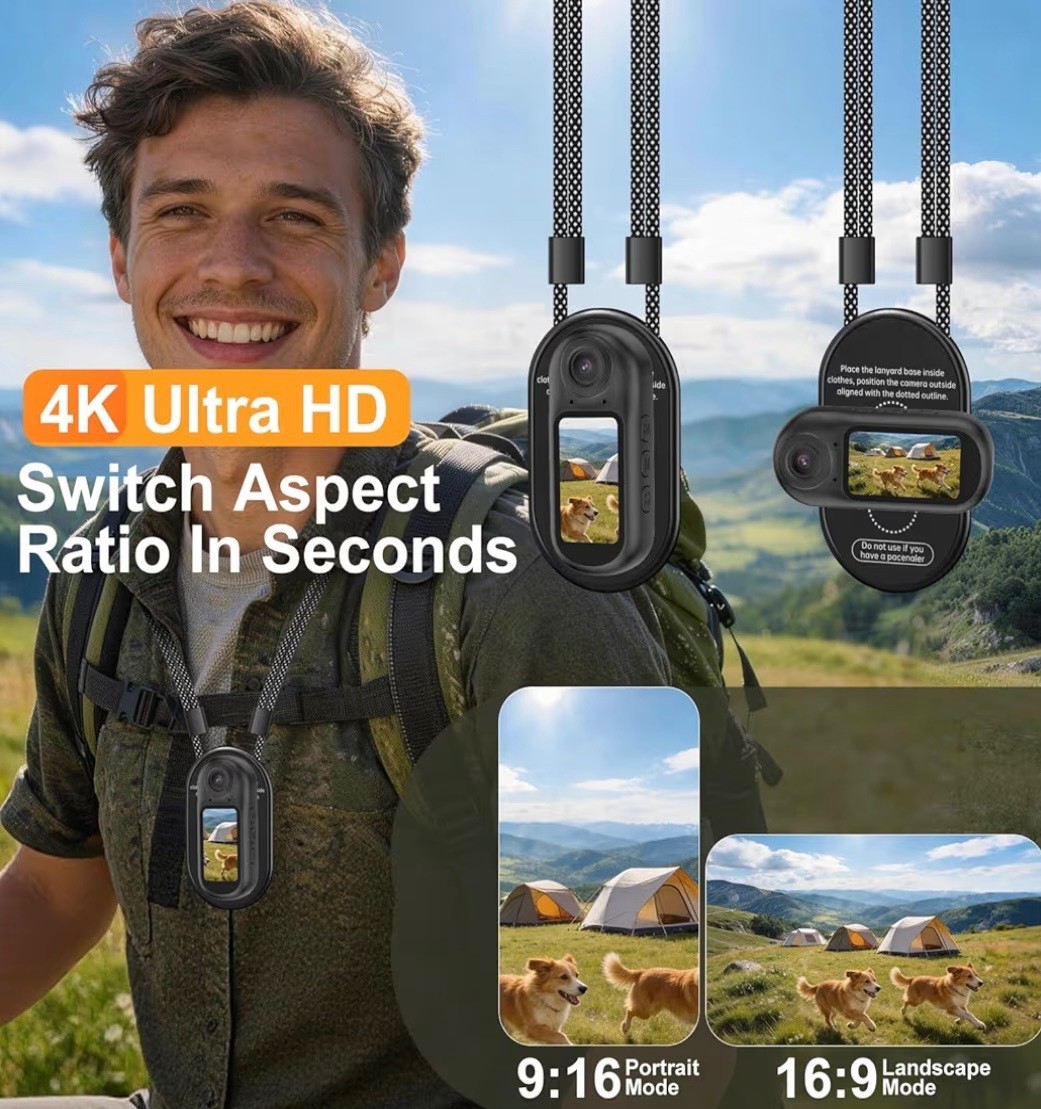 4K Mini Body Camera with Audio and Video Recording, Tiny Thumb Action Camera wit