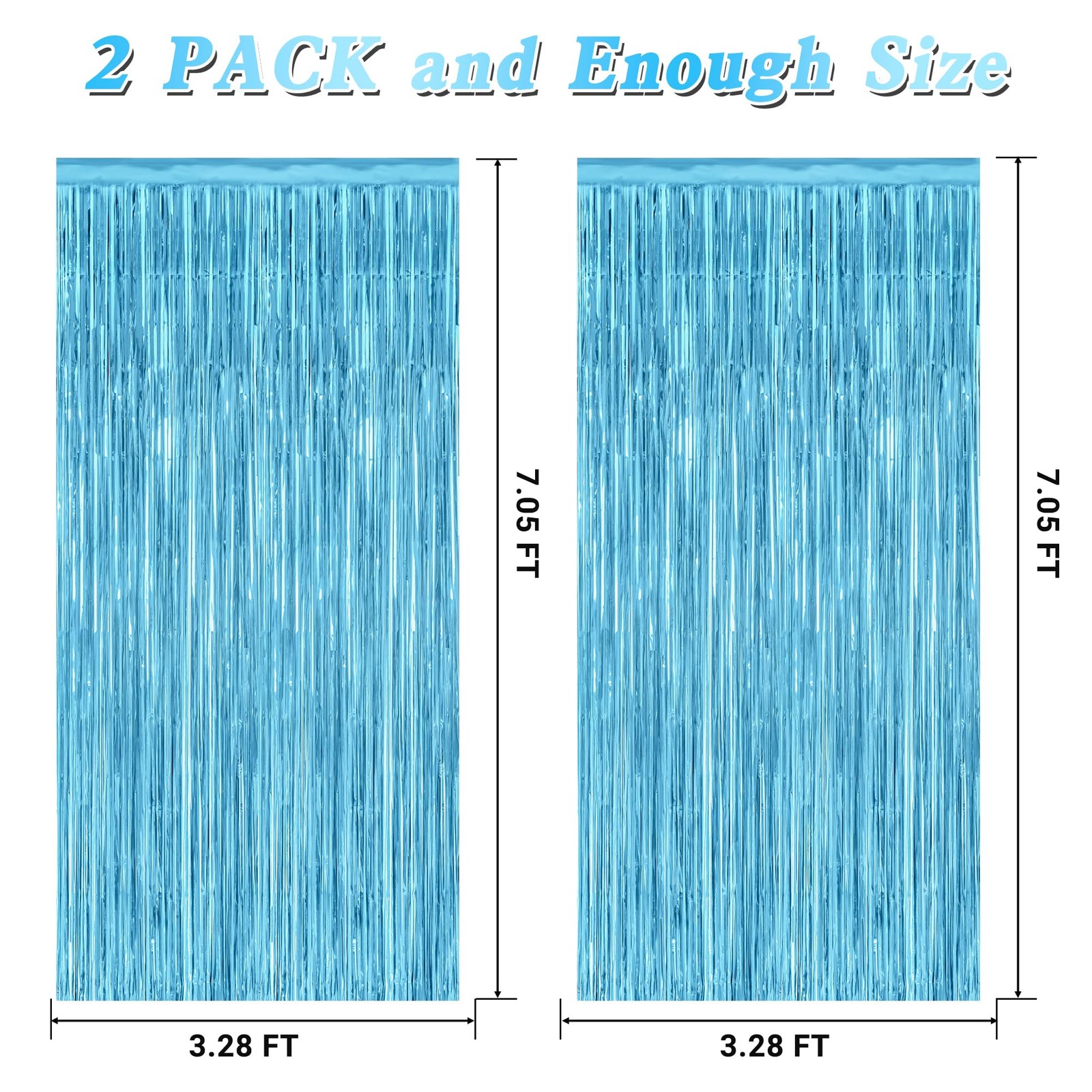 2 Pack Backdrop Curtains, 3.28 Feet x 7.05 Sky Blue 2 PCS, blue