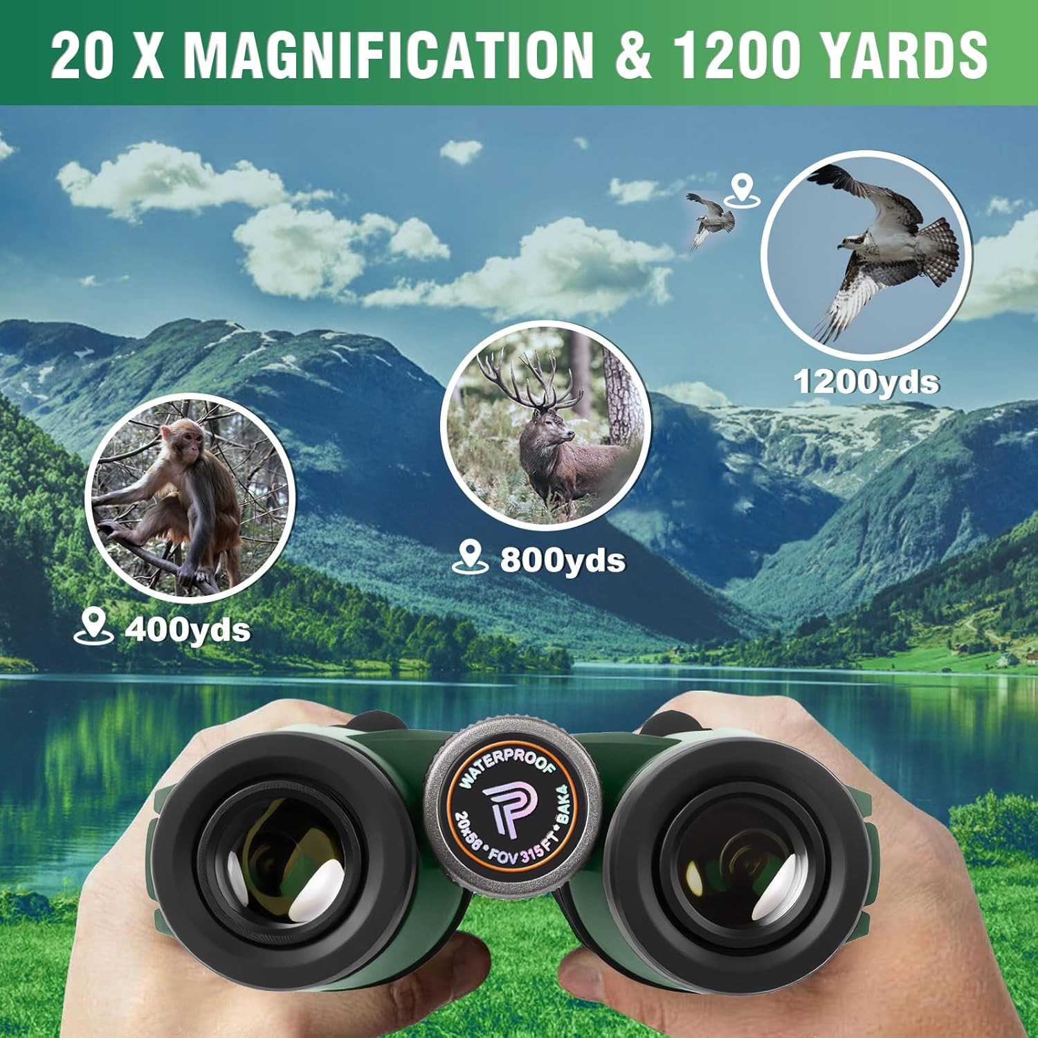 20X56 Binoculars for Adults High Powered – Large View Waterproof Binoculars with