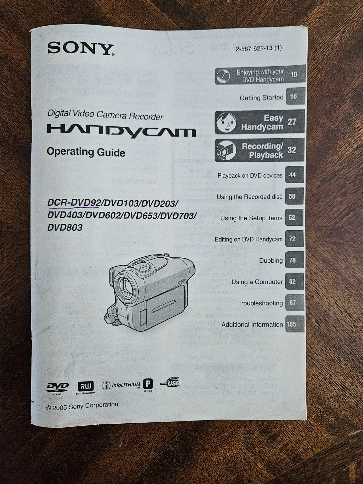 Sony Handycam DCR-DVD92 DVD video camera camcorder with new mini cd Bad Battery