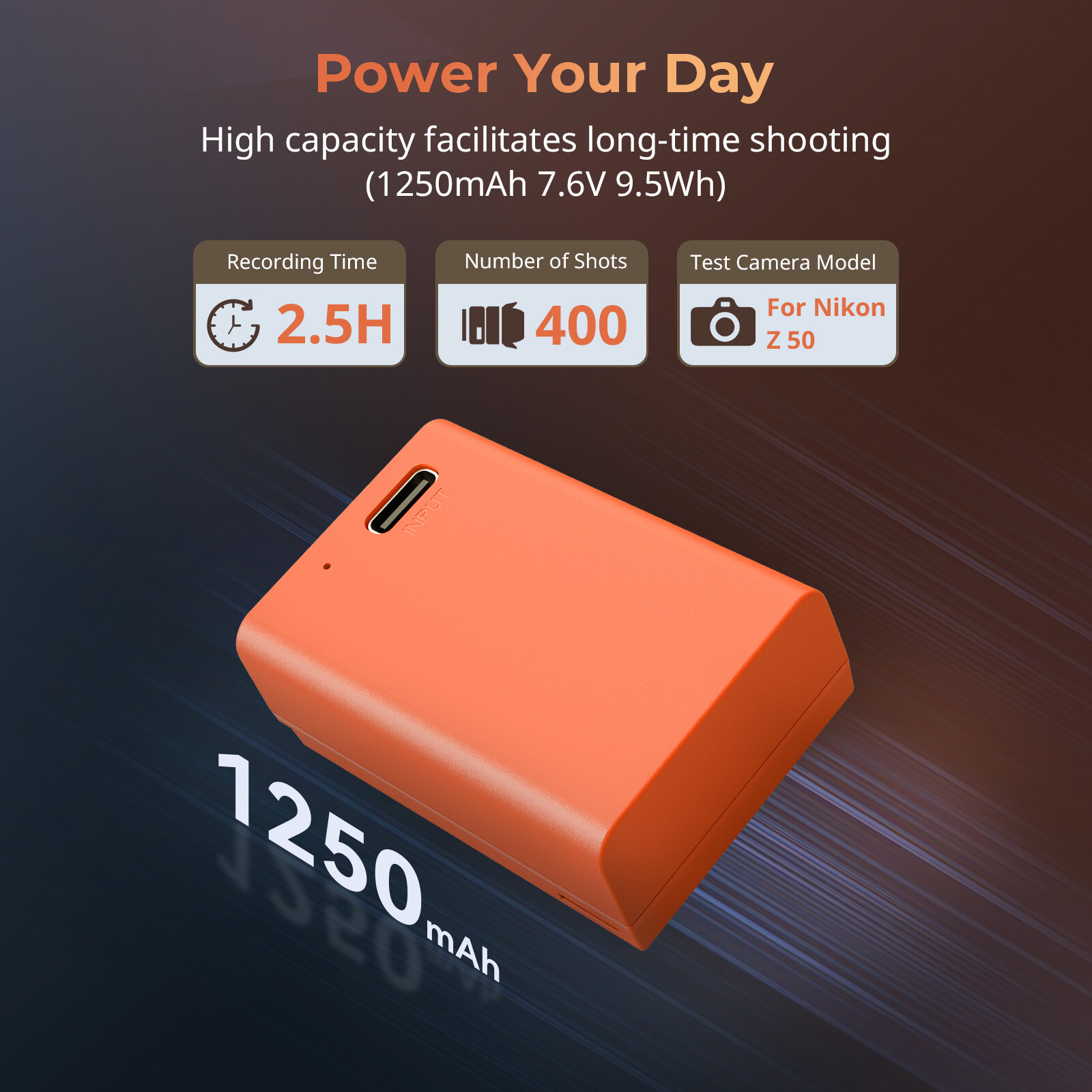 SmallRig 1250mAh USB-C Battery for EN-EL25 for Nikon Z30/Z50/Z fc Camera