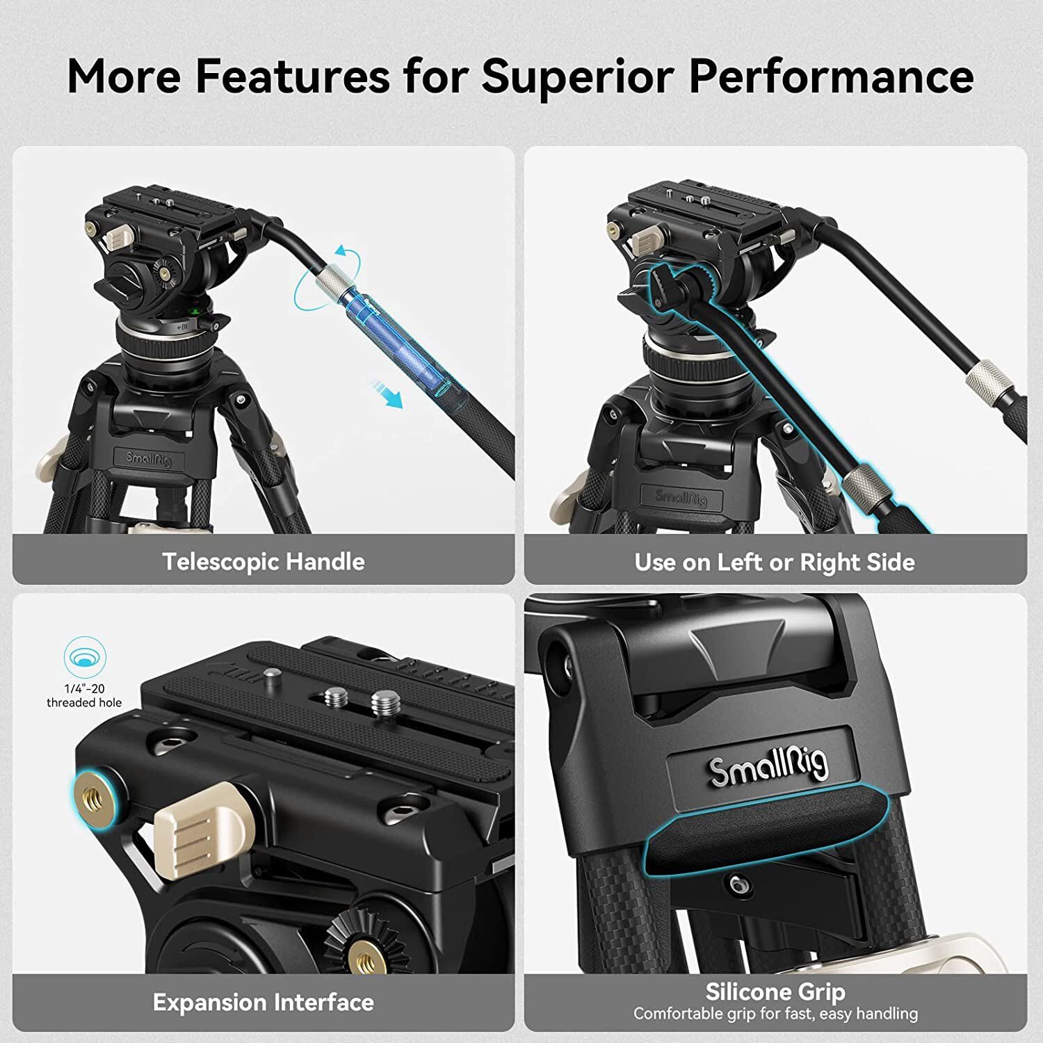 SmallRig AD-100 78″ FreeBlazer Heavy-Duty Carbon Fiber Video Tripod Kit 3989