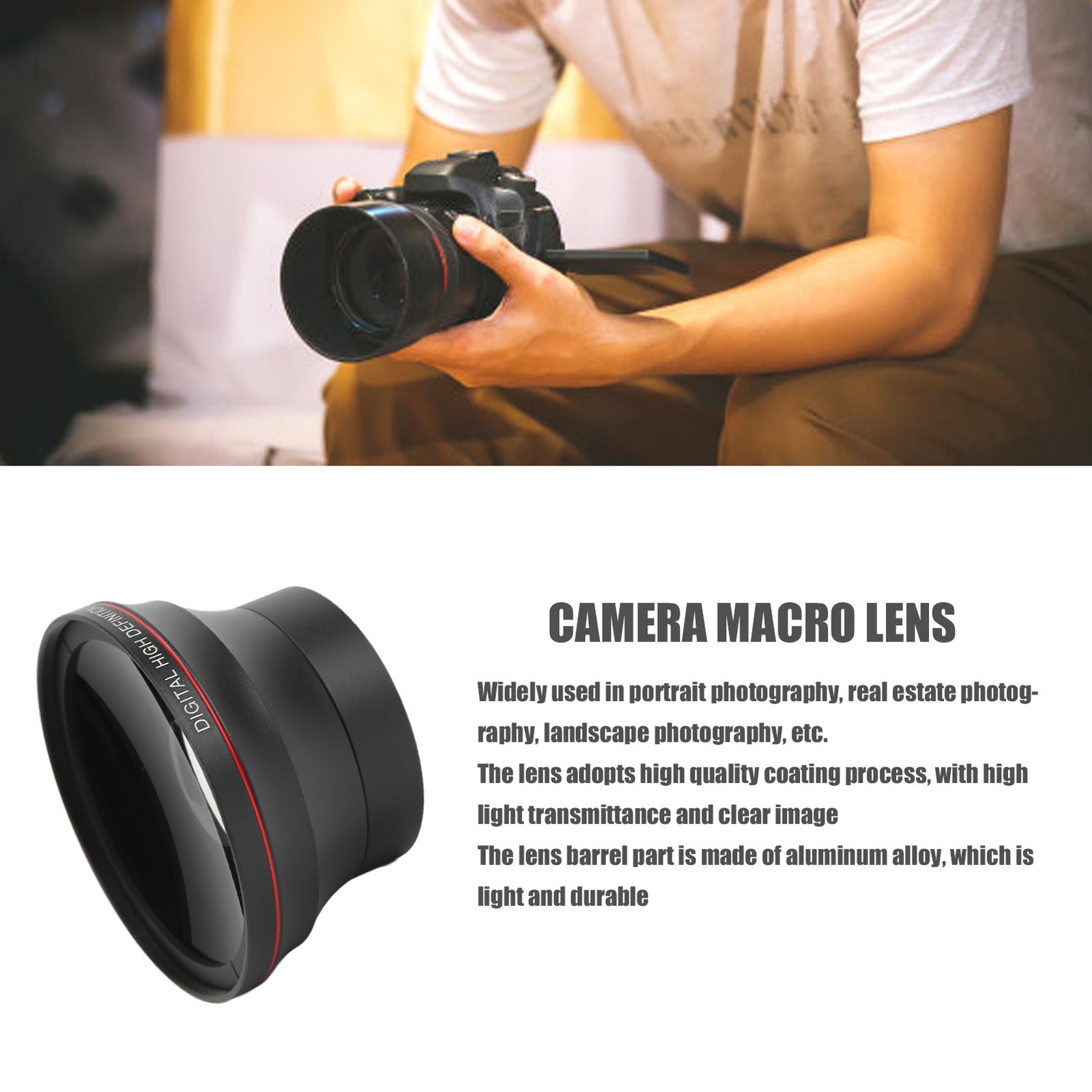 52mm 0.43X Wide Angle Lens Optical Glass Camera Lens With Macro Lens For