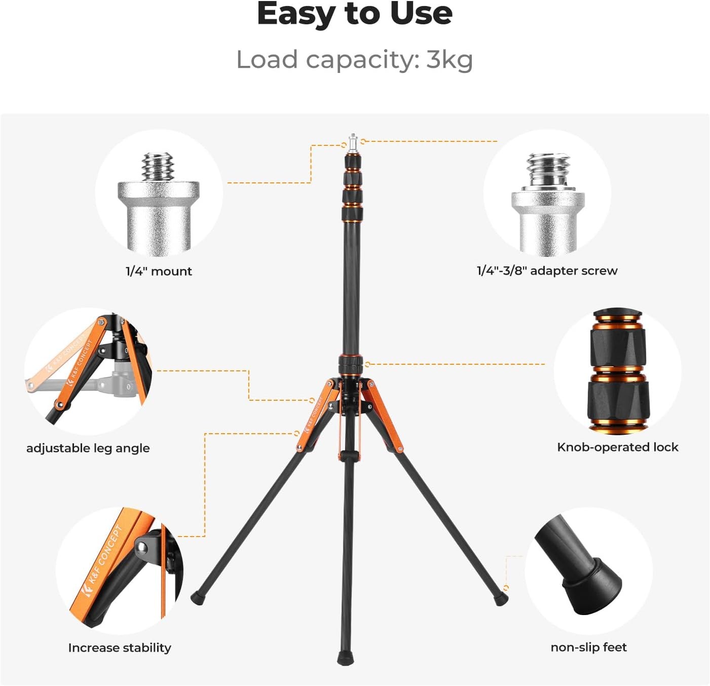 K&F CONCEPT 78inch Light Stand Adjustable Studio Tripod Stand for Photography