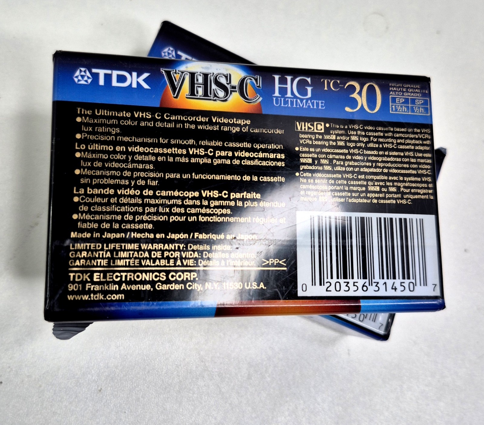 TDK 2 Pack E-HG TC-30 VHS-HG Ultimate Grade Camcorder Blank Tapes NEW NIP
