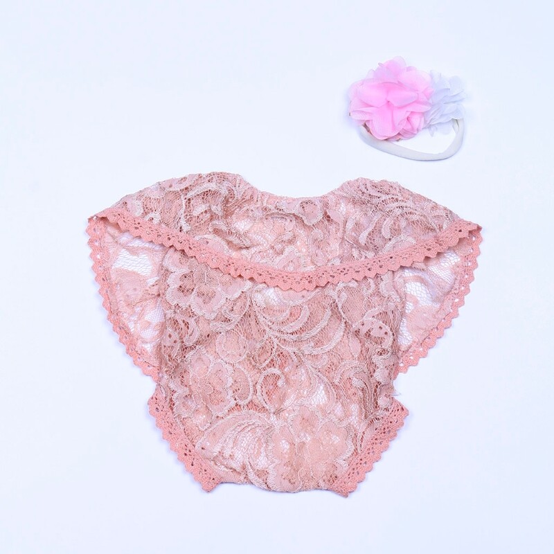 2 Pcs 0-1 Month Newborn Photography Props Baby Headband Bows Lace Romper