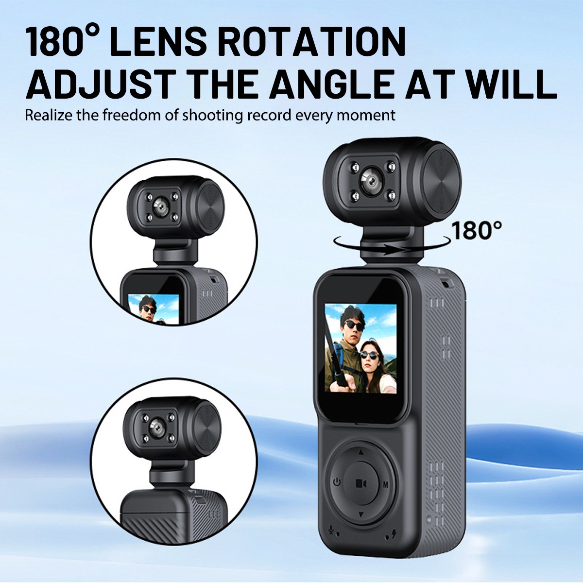 4K Pocket Mini Body Action Camera 180°/260° Rotation Audio & Video Recording Cam