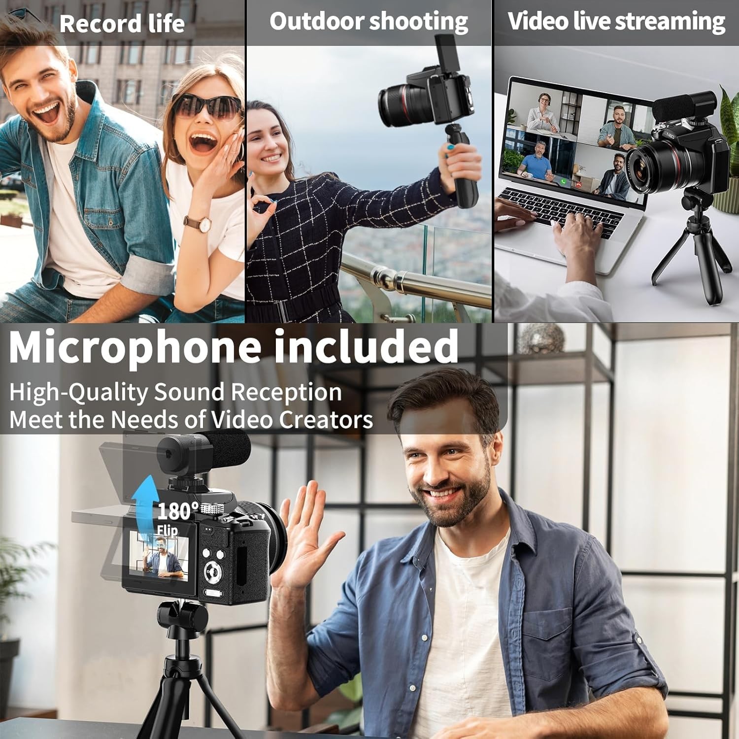 8K 64MP Digital Cameras 16X Optical Zoom 58mm UV Len Vlogging Camera for YouTube