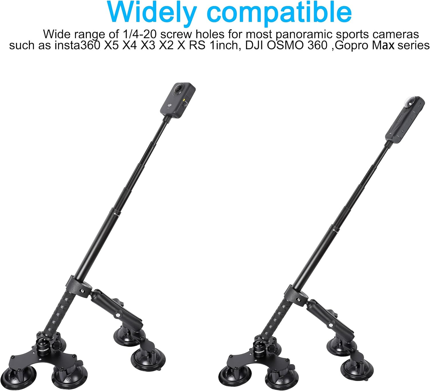 Suction Car Mount for Insta360 X5,X4, X3, X2, X,One RS,R Compatible with Gopro M
