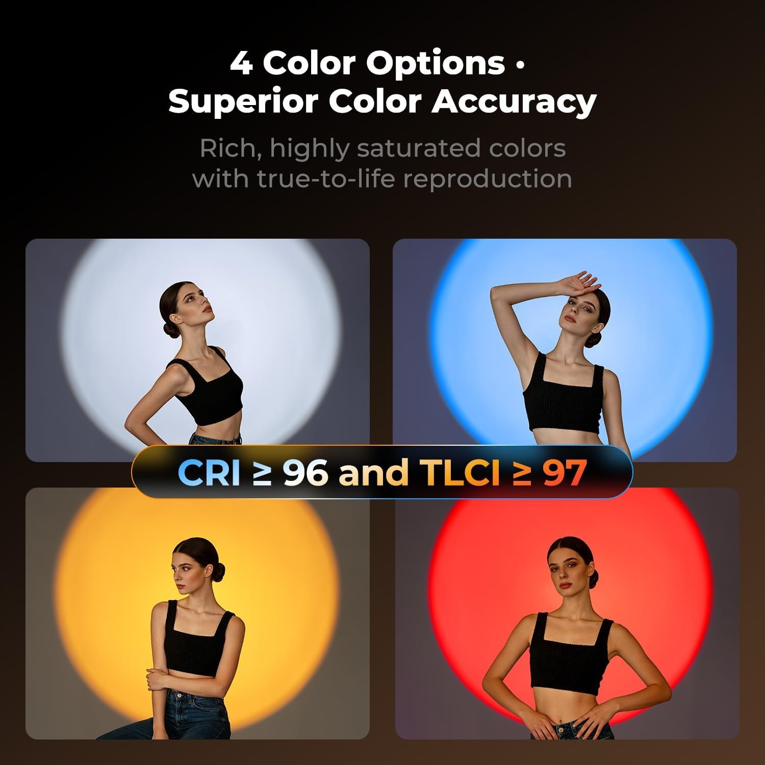 K&F CONCEPT 25W RGB Photography Flashlight w/ 20Gobo&4 Color LED Video Spotlight