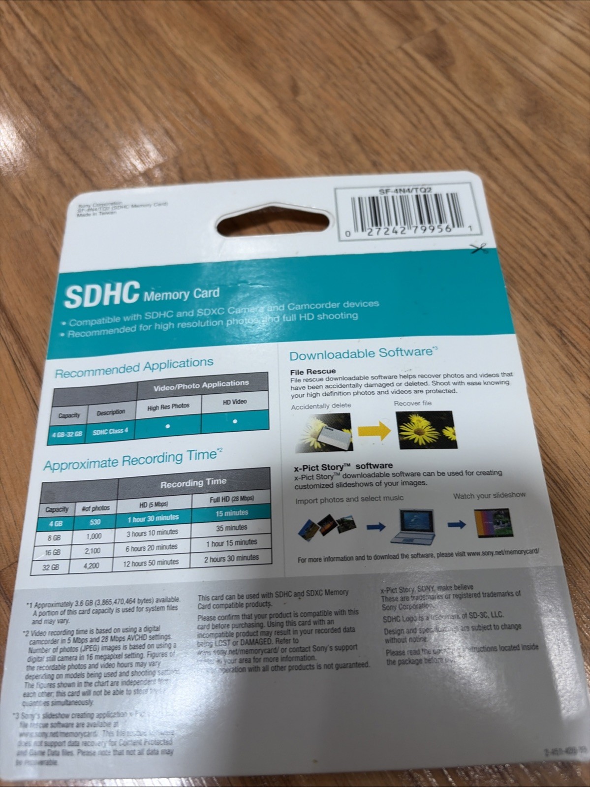 Sony 4GB SDHC Class 4 Memory Card – NEW & SEALED